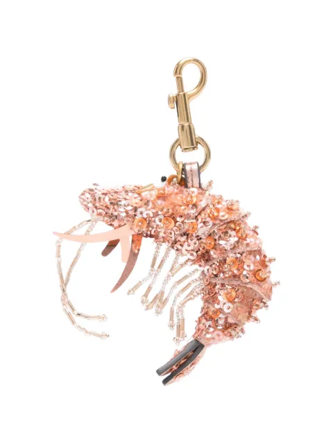 Anya Hindmarch Shrimp sequin-embellished bag charm Pink 208574