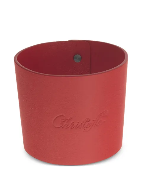 Christofle Objets Miroir logo-embossed leather cup sleeve Red 3570660554924