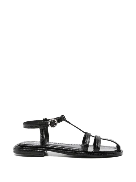 Nicole Saldaña crocodile-embossed sandals Black FSLDWSEM109008