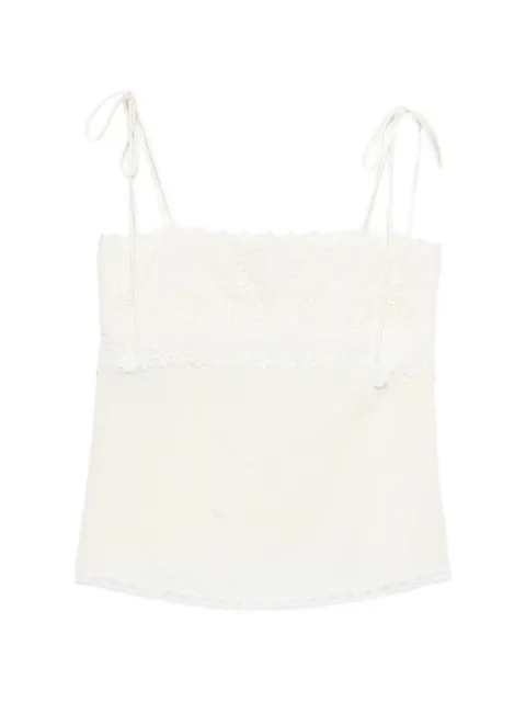 Valentino Garavani lace-trim tie-strap top Neutrals BAEBK69M4