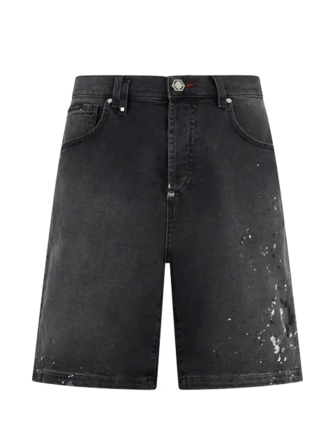 Philipp Plein paint denim shorts Grey SAFCMDT4300PDE004N