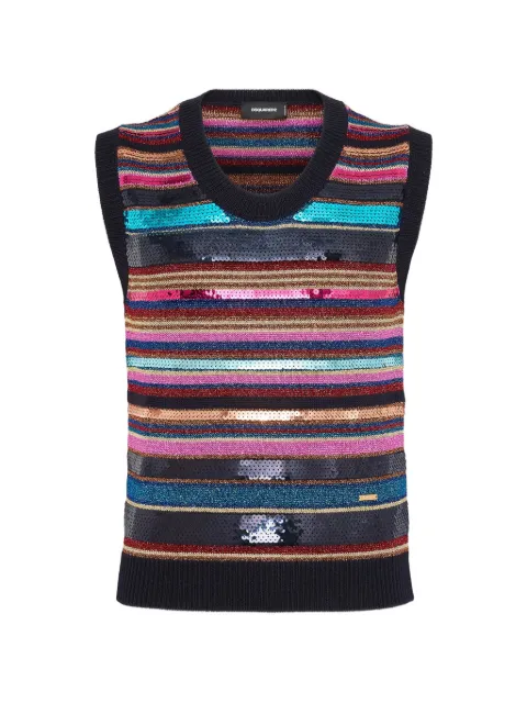 DSQUARED2 striped sequinned vest Black S71HA1407D13178