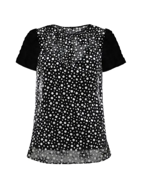 Gemy Maalouf polka dot mesh blouse Black GMCP257713TP