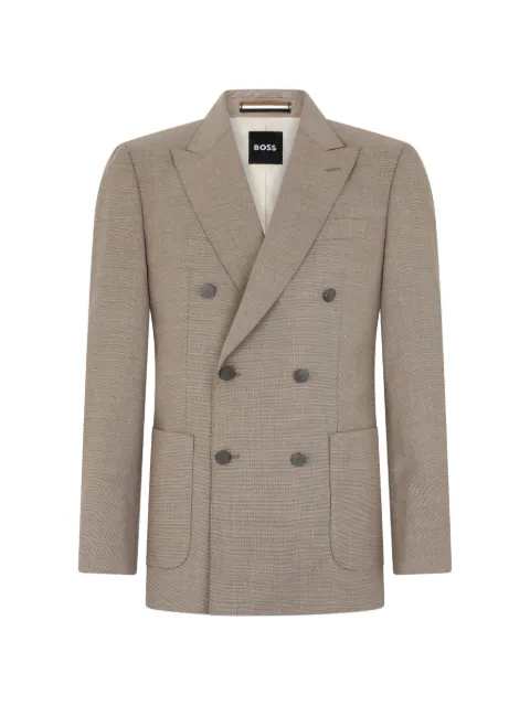 BOSS peak-lapel double-breasted blazer Neutrals 50556838
