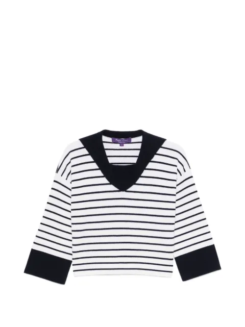 Ralph Lauren Collection striped V-neck sweater White 290P08712
