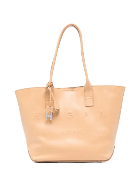 Hogan Adress debossed leather tote bag Neutrals KBW01TA0200TZP