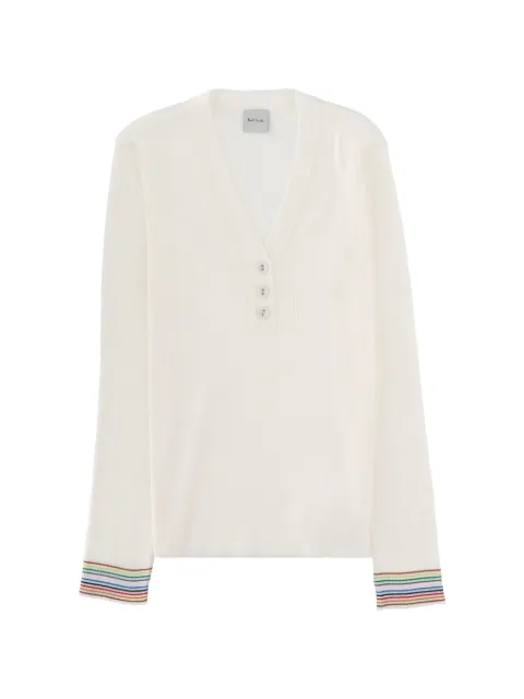 Paul Smith button-up V-neck top Neutrals W1R667NV1121602