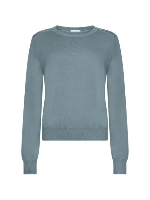 LIU JO beaded crew-neck sweater Green TA6043MS59L76009