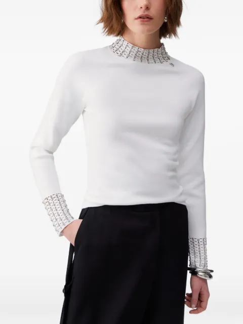 LIU JO jewel-embellished cut-out sweater White PA6046MS99EX0256