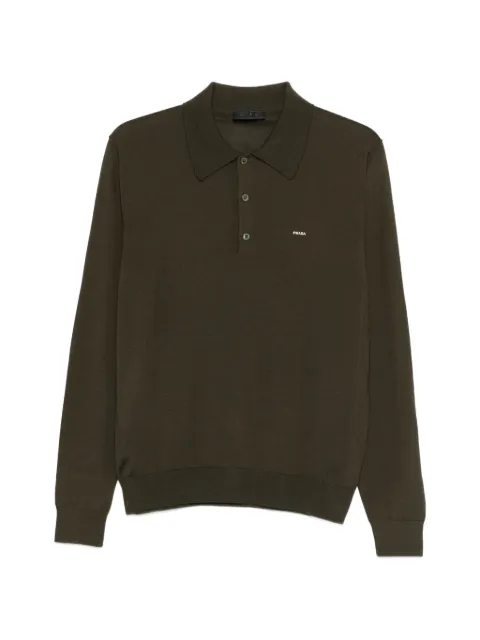 Prada long-sleeved superfine wool polo sweater Green UMF147SOOO18DY