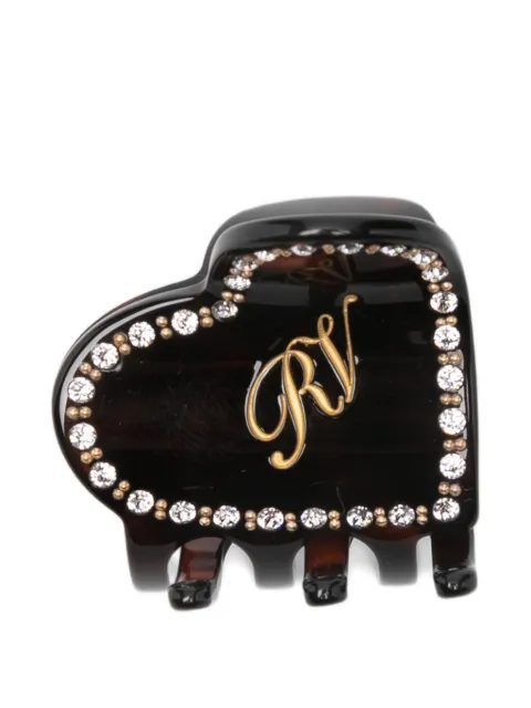 Roger Vivier heart-shaped crystal-embellished hair clip Brown REWAC930200T7BTART
