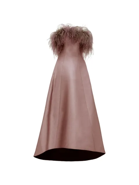 Gemy Maalouf off-shoulder feathers maxi dress Pink GMW236818LD