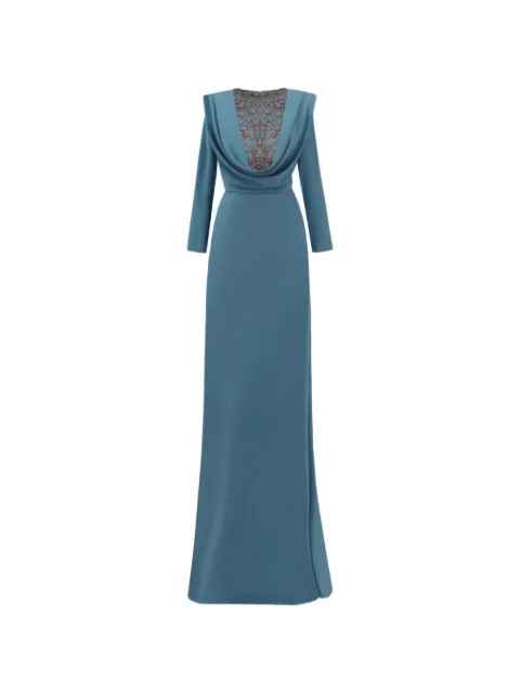 Gemy Maalouf beaded cowl-neck maxi dress Blue GMW257386LDSLV