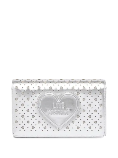 Love Moschino heart-cutout clutch bag Silver JC4295PP0OKK1