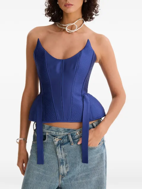 MOOS STUDIO tie-fastening top Blue MOOS401