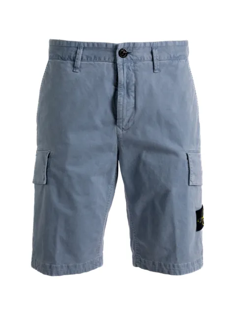 Stone Island L100018 organic cotton stretch broken twill 'old' effect shorts Blue L1S15L100018S0004