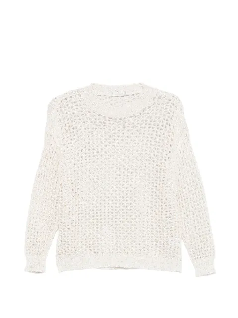 PANICALE open-knit crew-neck sweater Neutrals D380356SB