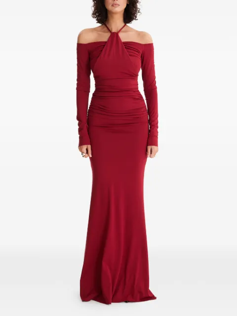 MOOS STUDIO Heatline off-shoulder maxi dress Red MOOS174