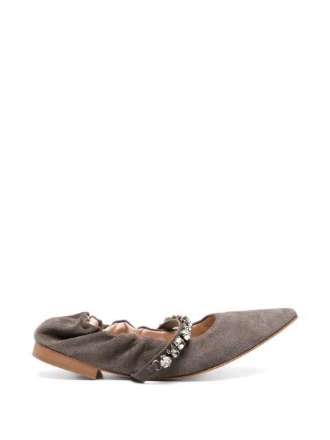 P.A.R.O.S.H. crystal-embellished ballerina shoes Grey STONSHOED070299