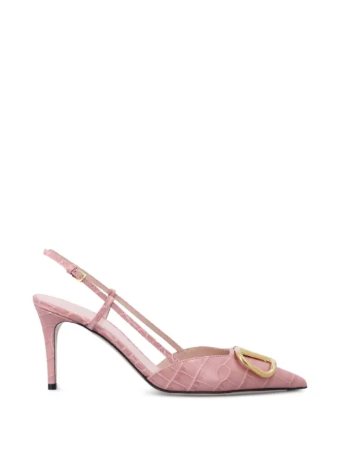 Valentino Garavani VLogo signature slingback pumps in 80mm printed calfskin Pink WS0R01LUR