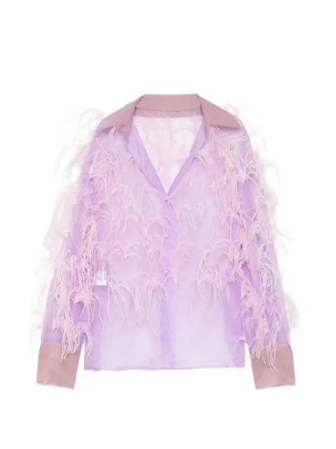 Isabel Sanchis plume embellished long sleeves shirt Purple OSAM9045