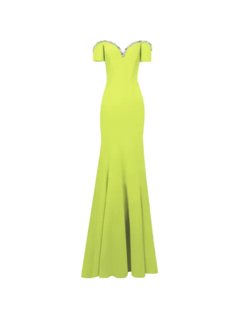 Gemy Maalouf sweetheart beaded-neckline maxi dress Green GMR247216LD