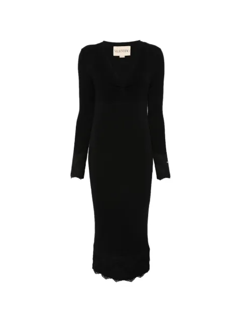 Valentino Garavani lace-trim midi dress Black BKD14L9SH