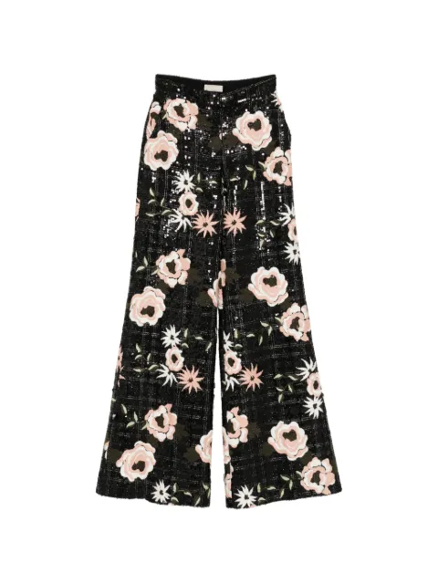 Elie Saab floral-embroidered flared trousers Black P0060NF24TWE01