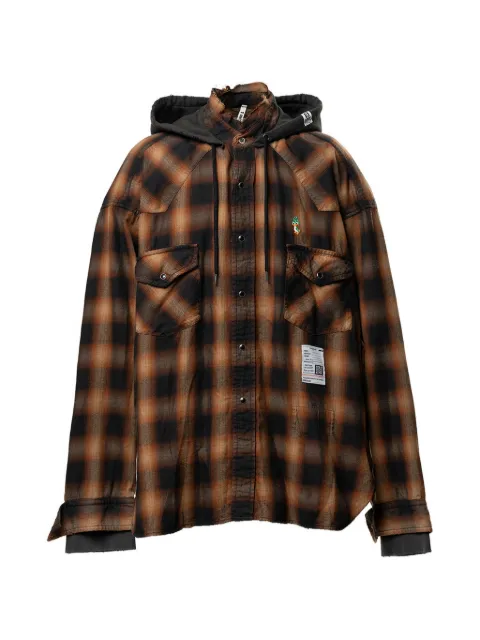 Maison MIHARA YASUHIRO hooded checkered shirt Black J16SH182