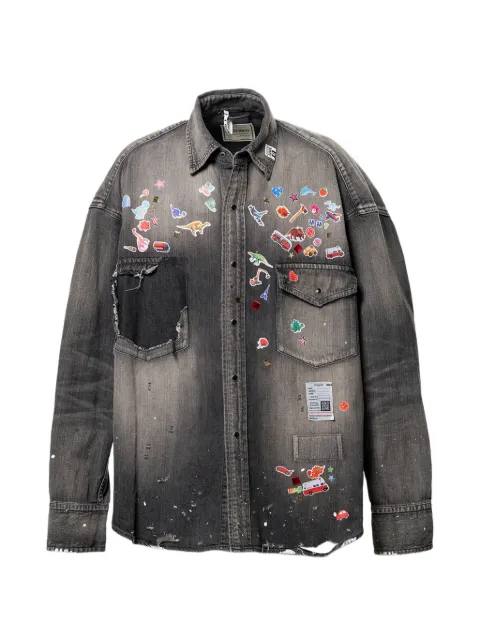Maison MIHARA YASUHIRO sticker-print denim shirt Black J16SH125