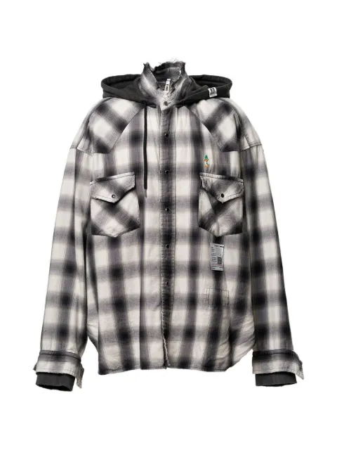 Maison MIHARA YASUHIRO hooded checkered shirt Black J16SH182