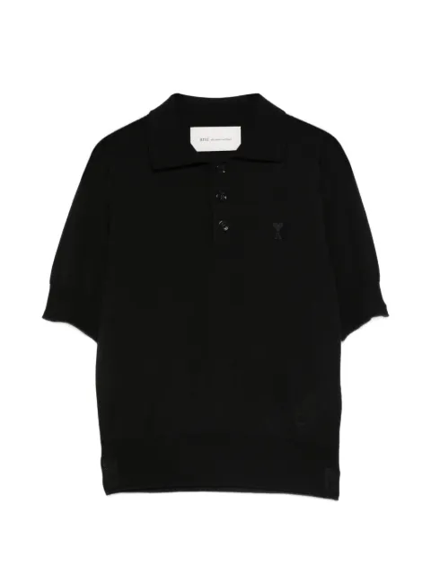 AMI Paris wool short sleeves Ami de Coeur polo Black FPL439KN0039