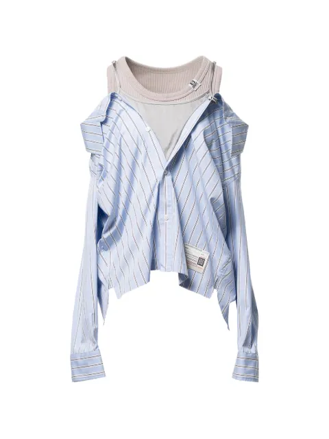 Maison MIHARA YASUHIRO layered striped top Blue B16SH181