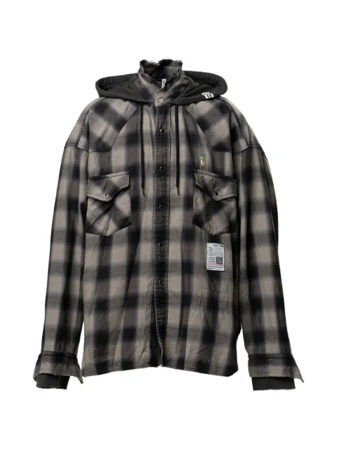 Maison MIHARA YASUHIRO checkered hooded shirt Black J16SH182