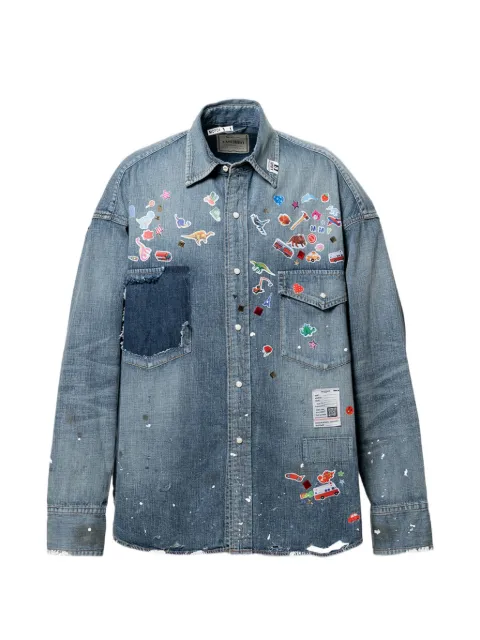 Maison MIHARA YASUHIRO sticker-print denim shirt Blue J16SH125