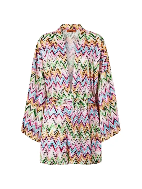 Missoni kimono cover-up in stretch viscose with lace and zigzag moti White MS25SQ15BJ00QL