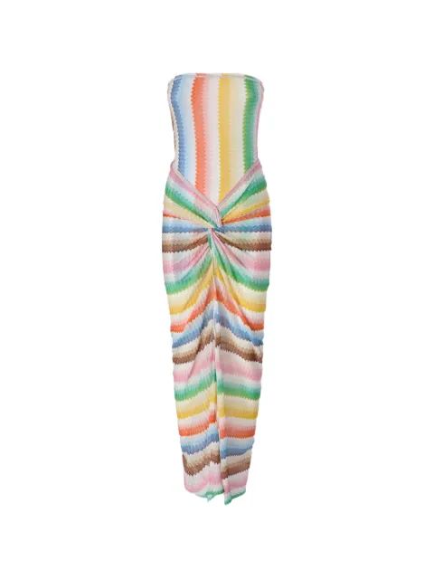 Missoni strapless cover-up dress with dégradé zigzag motif White MS26SQ0HBR014G