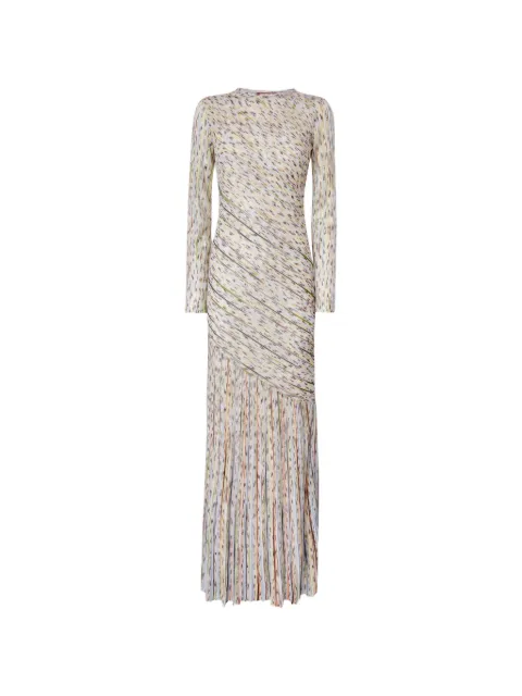 Missoni pleated long-sleeved maxi dress Neutrals DS26SG1BBK01H1