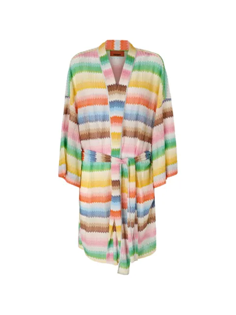 Missoni short kimono cover-up with dégradé zigzag pattern Neutrals MC26SQ01BR014G