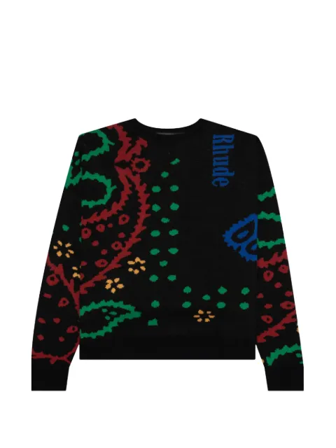 RHUDE bandana knit crewneck sweater Black RHFW22SW04173992