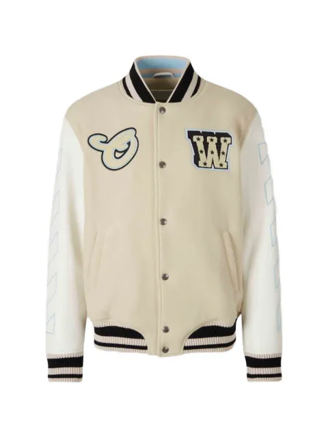 Off-White logo-patch bomber jacket Neutrals OMJA122S26LEA00244XJA122S26L002001