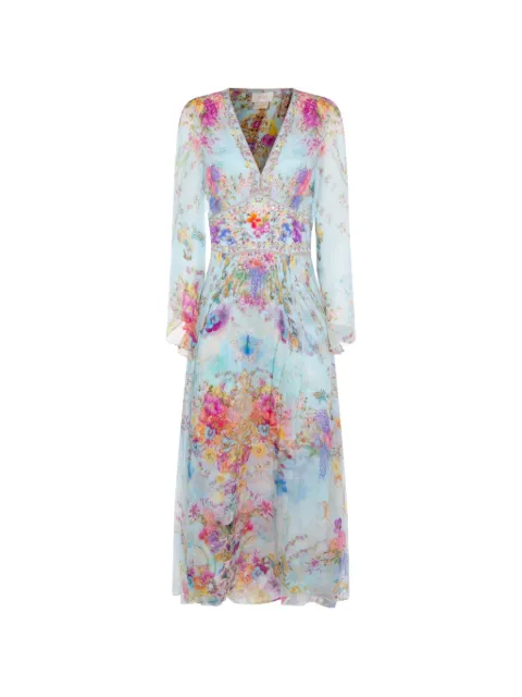 Camilla Bazar Blooms embellished V-neck maxi dress Blue 00038445BAZABLOM
