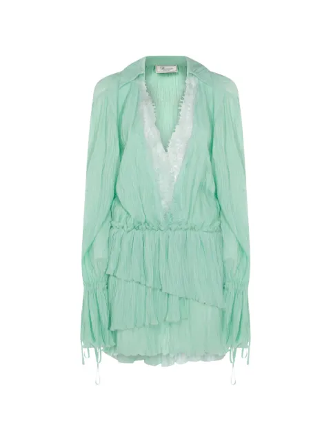 Blumarine ruffled long-sleeve dress Green P622A771AN0477