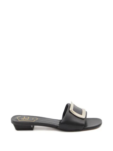 Roger Vivier square buckle leather slides Black RVW8164492091T