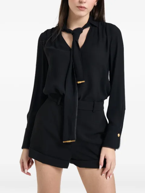 Elisabetta Franchi pussy-bow gold-tone button shirt Black CA146110