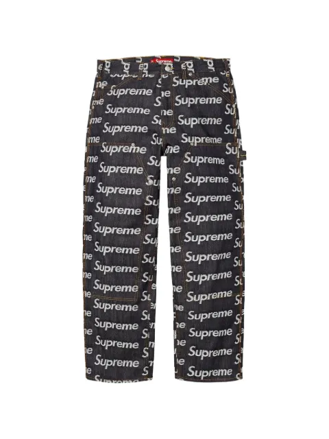 Supreme logo-jacquard double-knee jeans Blue SU26912