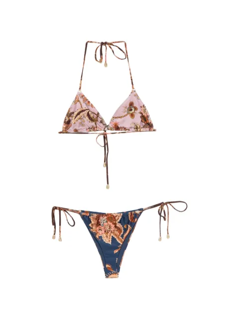 ZIMMERMANN Aster floral-print spliced bikini Blue 1839WSS261