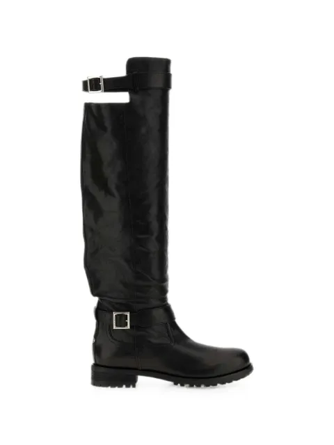 Jimmy Choo buckle-detail knee-high boots Black BIKERKBERZ