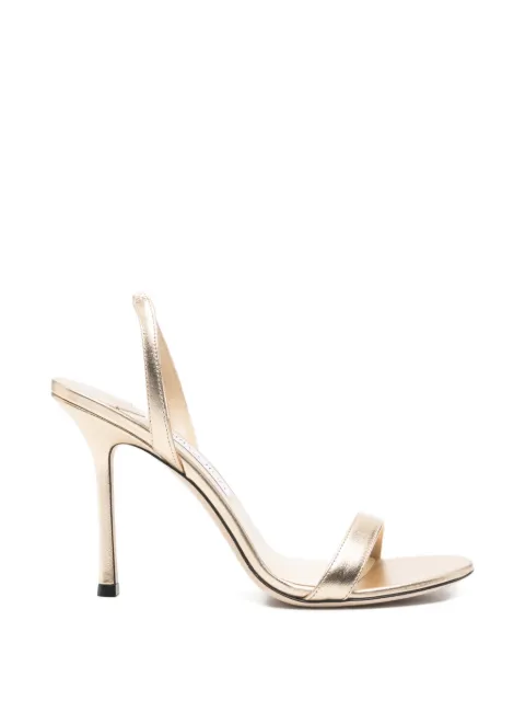 Jimmy Choo Jenn 100 gold-tone metallic nappa leather sandals Gold JENN100MNA