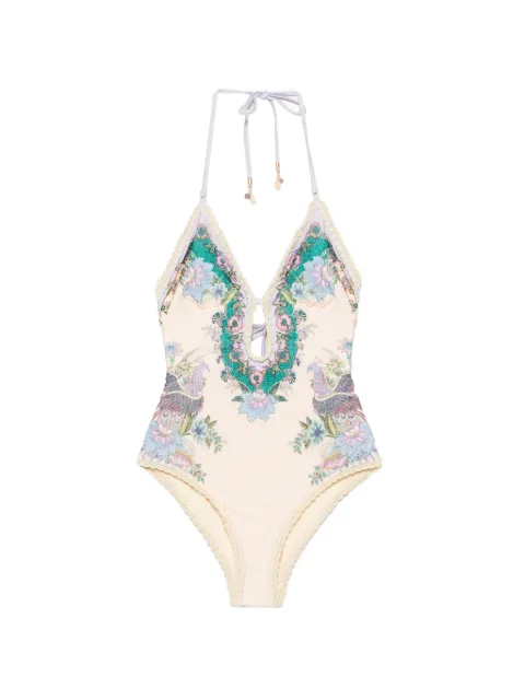 ZIMMERMANN Indra crochet-detail swimsuit Neutrals 8004WSS262CSCFL